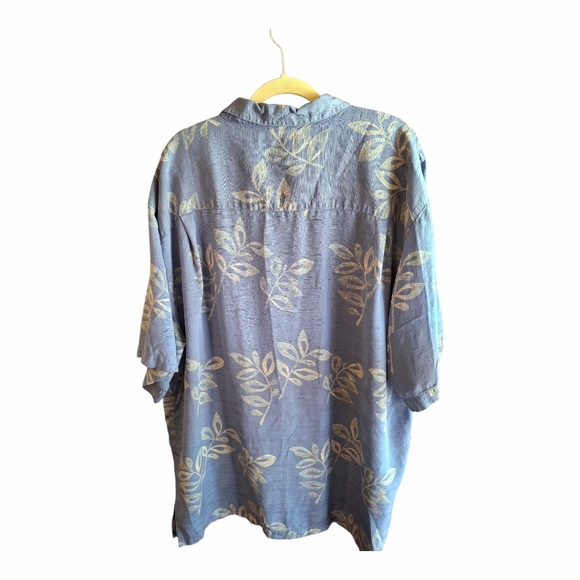 Mens Weekenders Blue Floral Silk Blend Button Down Short Sleeve Shirt US Size XL - Picture 2 of 11